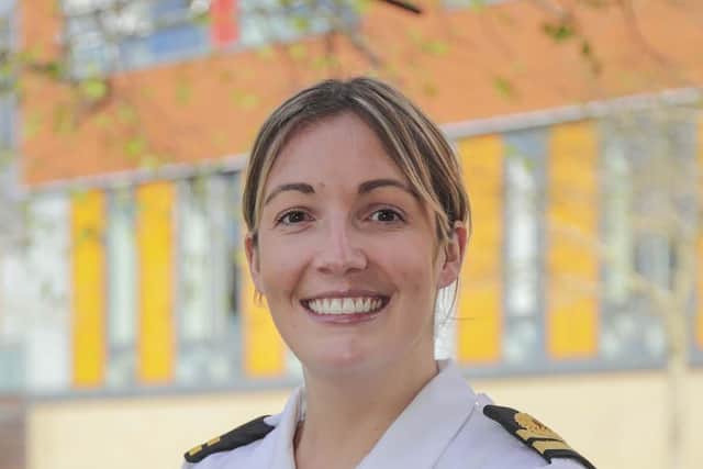 Lieutenant Amy Phelps, representing the Queen Alexandra Royal Navy Nursing Service (QARNNS)