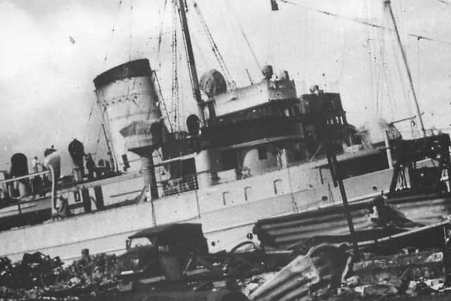 HMS Skipjack, a minesweeper sunk in Dunkirk Harbour.