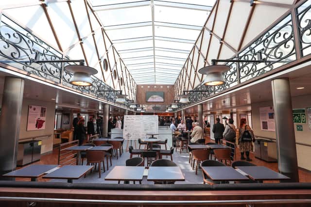 Tour of the new Brittany Ferries ship Salamanca. Plaza Mayor Bar.

Picture: Stuart Martin (220421-7042)