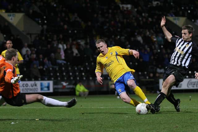 Super sub Tony Taggart  scores the only goal in the FA Cup second round win at two tiers higher Notts County in 2007/08. Picture: PA