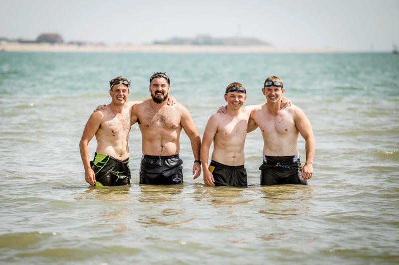 The hottest day of the year so far on the 25th July 2019 at Stokes Bay.
Pictured: Swimming with friends, James Hitchcock, Dean Fentum, Brad Sealey and Brad Lotts.  
Picture: Habibur Rahman