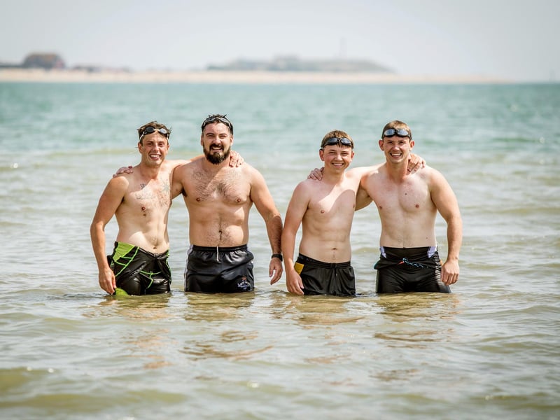 The hottest day of the year so far on the 25th July 2019 at Stokes Bay.
Pictured: Swimming with friends, James Hitchcock, Dean Fentum, Brad Sealey and Brad Lotts.  
Picture: Habibur Rahman