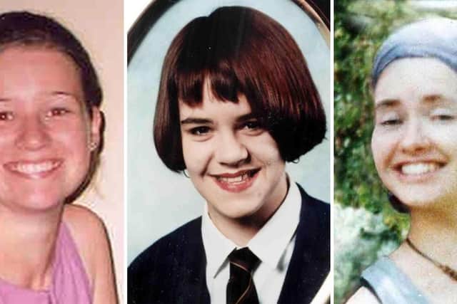 The victims of serial killer Peter Tobin (left - right) Angelika Kluk, Vicky Hamilton and Dinah McNicol. Picture: