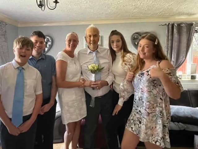 Guy and Nicki, centre, with the rest of their family. Picture: Supplied
