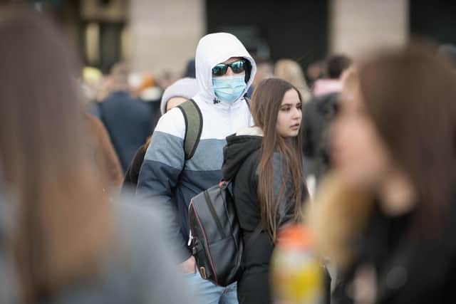 A man wearing a face mask. Picture: Stefan Rousseau/PA Wire