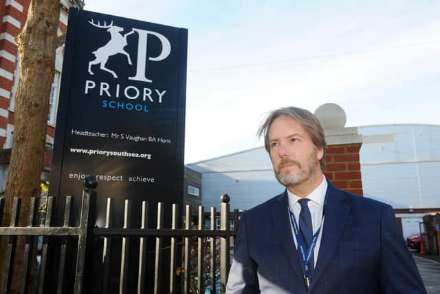 Priory School headteacher Stewart Vaughan is grateful for receipt of his promised number of digital devices but is concerned about the educational impact of the delay in receiving the school's full allocation.

Picture: Sarah Standing (131120-8625)