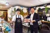 Alan Mak MP with veteran Gary Wright, owner of Greywell Old School Butchers in Leigh Park