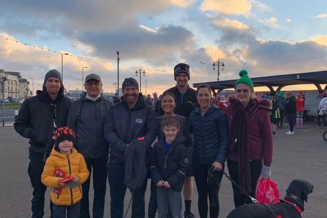 Colin Towner and his family at the Christmas parkrun at Southsea in 2018