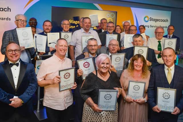 Stagecoach South employees with their awards