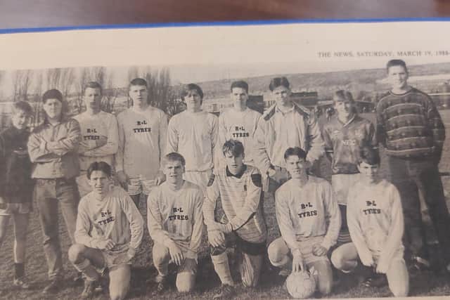 Buckland Youth Activities Centre, Dockyard League Division 4. Back (from left): Neil Chandler, John Ansell, Michael Cave, Andrew Birch, Jamie Hodgkins, Robert Madgwick, Sean Simmons (manager), Spencer Brennan, Alan Barnett. Front: Jamie Searles, Gary Wallace, Shaun Perriman, Colin Pack, Melvyn Austin.