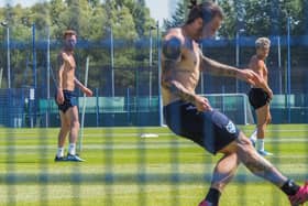 Pompey players training. Picture: Habibur Rahman