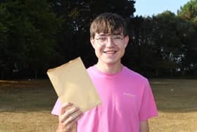 Fred Flemming 18,  collecting his results at Bay House
Photo: Paul Jacobs/pictureexclusive.com
