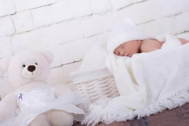 Children's author Clair Maskell has written The Lost Bear for baby loss awareness week, in honour of the Overy family from Gosport. Pictured: Sebastian as a baby with Keira's bear