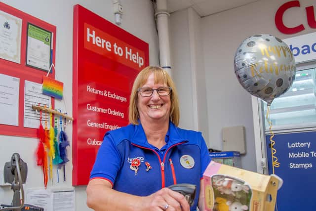 Lyn Bloodworth is retiring after 37 years. Staff and well-wishers are having a surprise farewell for her at Tesco, Cosham, Portsmouth on Wednesday 8th November 2023

Pictured: Lyn Bloodworth  on her last day at Tesco, Cosham, Portsmouth

Picture: Habibur Rahman
