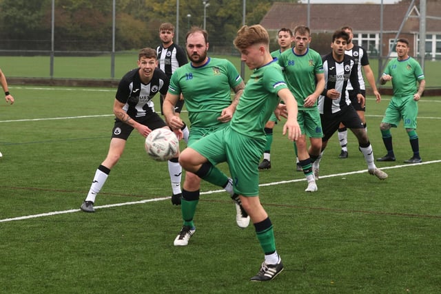 Cowplain (green) v Emsworth. Picture: Sam Stephenson