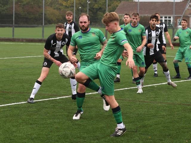 Cowplain (green) v Emsworth. Picture: Sam Stephenson