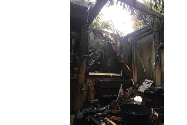 Crews from Hayling and Havant fire stations have put out a blaze in a workshop caused by a lightning strike on August 17 2020. Picture: @HaylingFire21