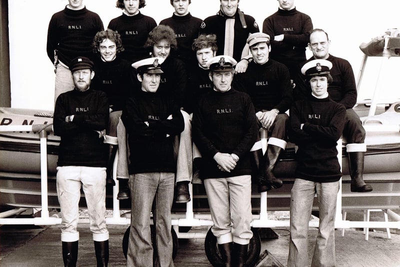 Sent in by Bob and Sue Clark by e mail here we see the Eastney Lifeboat crew (Now the Portsmouth Lifeboat) in 1976.
The life boat was an Atlantic 21 and was named Guide Friendship II the money for the boat being raised by the girl guides.
Some of the names have disappeared with time but those that can be remembered are Bob Clark, middle top row, Graham Jule, second top right.
Colin Beaston, middle row second left, Ken George, middle row second right and Dave Wright, front row second right.
Bill Hawkins (Coxswain) front row second left and Steve Alexander, front row first right.
Picture: Sue and Bob Clark
