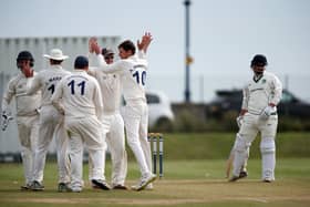 Portsmouth celebrate Josh Hill's dismissal. Picture: Chris Moorhouse