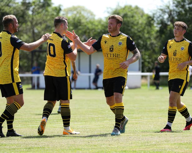 Jamie White, second right, has left Baffins to sign for Paulsgrove.
Picture: Chris Moorhouse