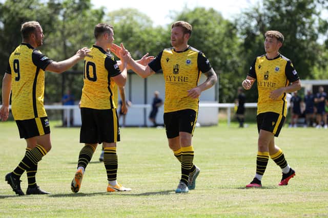 Jamie White, second right, has left Baffins to sign for Paulsgrove.
Picture: Chris Moorhouse