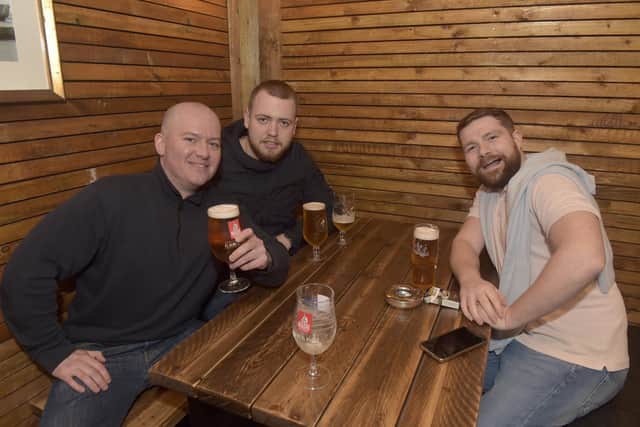 Sailors, from left, Sam Earlam, Tom Foley and Matt Stevens (170223-9757)