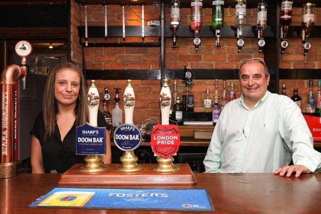 Emma Parry and manager Steve Hudson in The Kings, Albert Rd, Southsea. Picture: Chris Moorhouse (040720-22)