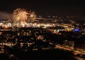 Fireworks lit up the sky above Portsmouth port yesterday celebrating the departure of Brittany Ferries' latest ship, Salamanca. Picture: Tony Hicks.