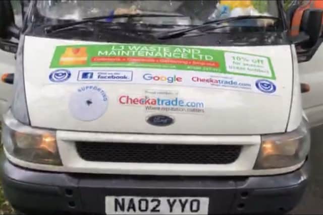 Workers from Southsea-based LJ Waste & Maintenance Ltd were caught unloading rubbish from their van in a quiet country lane in the New Forest in a video which has since gone viral. Photo: Andrea Good