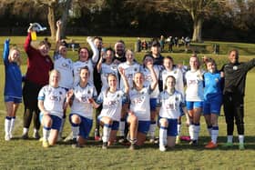 Hawks celebrate reaching the semi-final of the Hampshire Cup. Picture by Dave Haines.