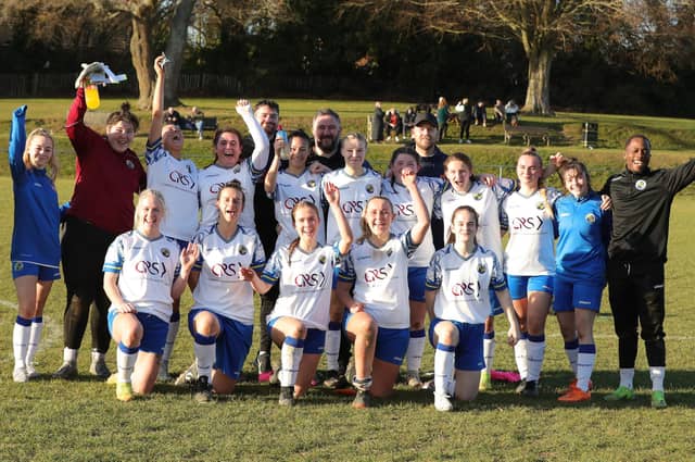 Hawks celebrate reaching the semi-final of the Hampshire Cup. Picture by Dave Haines.