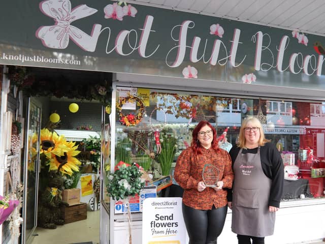 Grace King, 29, received the the highest grade in the country for her City & Guilds practical exam at this years British Florist Association Industry Awards after completing a Level 4 Diploma in Floristry while working as manager of Knot Just Blooms.Pictured here with Knot Just Blooms co-owner Lorraine Williams.