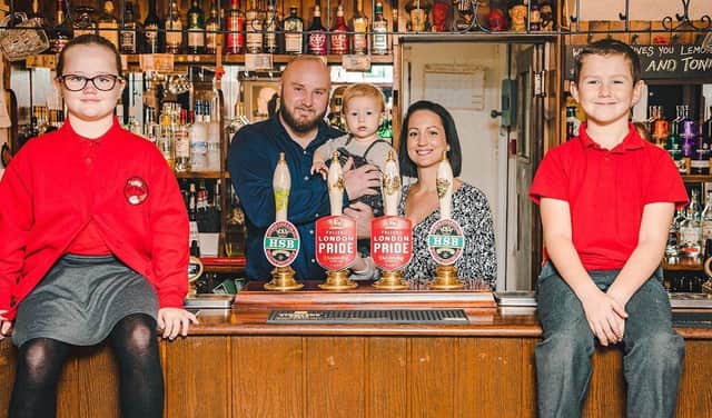 The Red Lion in High St, Southwick, Hampshire. The Swan family: Libbie, Calvin, Leo, Louise, Calvin Picture: Love Your Pub / www.loveyourpub.co.uk