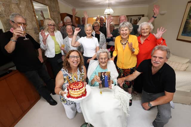 Emma Smith pictured with friends and family at her home on Sunday, July 30. Picture: Sam Stephenson.