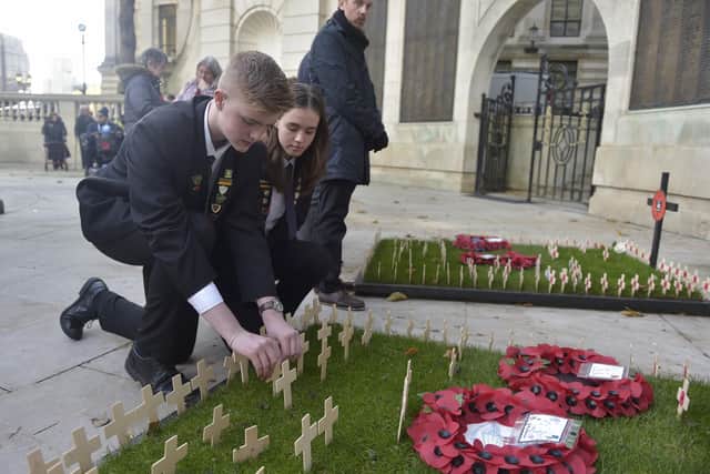 Pictured is: Quinn, 13, and Matilda, 14, from Trafalgar School.
Picture: Sarah Standing (111122-5922)