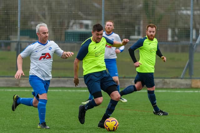 Remi Cake (in possession) netted for Harvest in their 6-1 Challenge Cup win against Twentyten. Picture: Vernon Nash