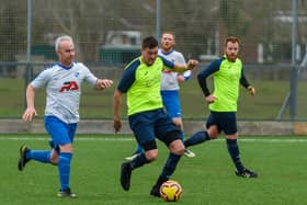 Remi Cake (in possession) netted for Harvest in their 6-1 Challenge Cup win against Twentyten. Picture: Vernon Nash