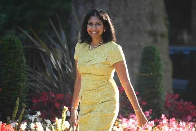 MP Suella Braverman arrives ahead of a Cabinet Meeting at Downing Street on September 07, 2021 in London, England.
Photo by Leon Neal/Getty Images