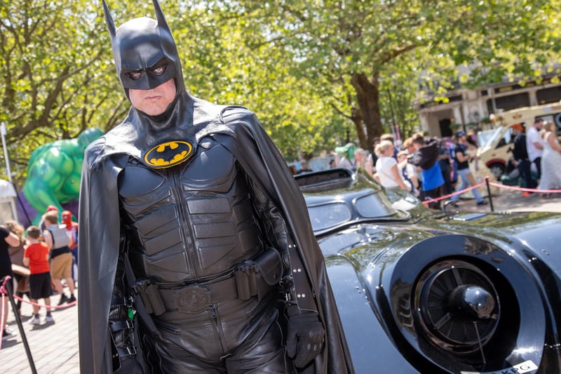 Batman with his Bat Mobile