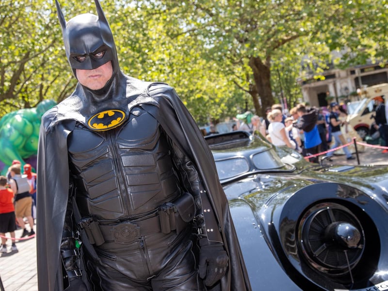 Batman with his Bat Mobile