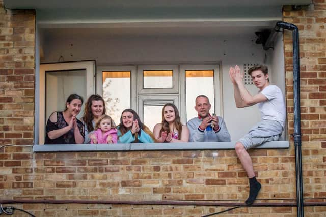 The McGuire family clapping for the NHS at their home in Grosvenor House, Southsea.
Picture: Habibur Rahman