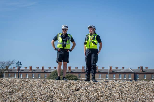 Police presence on Eastney beach on April 15 2020. Picture: Habibur Rahman