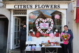 Havant MP Alan Mak met with owner Carli Strugnell at Citrus Flowers in Emsworth, and bought some flowers