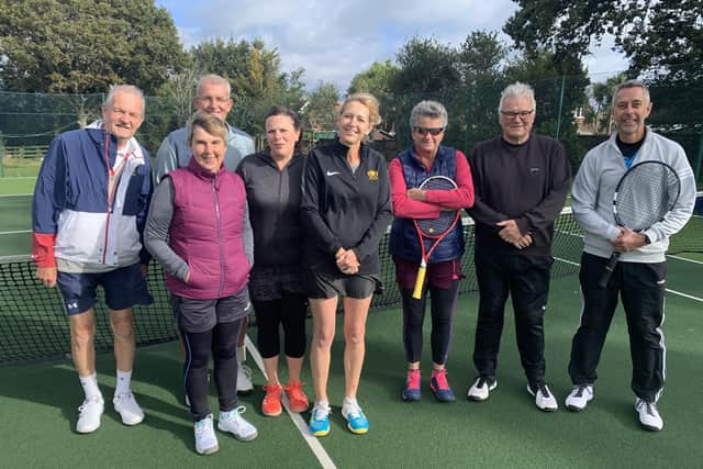 Ryde Lawn v Wellow. From left - Ron Sleap, Rita Hampson, David Cartwright, Lynn Sandy, Sarah Hill, Laura Doddington, Graham Wallis and Richard Millars