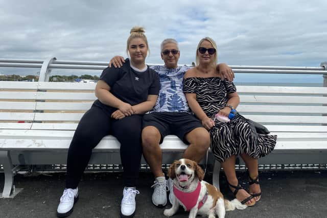 Leah-Mae Daniels, from Havant, with dad Paul and mum Jackie