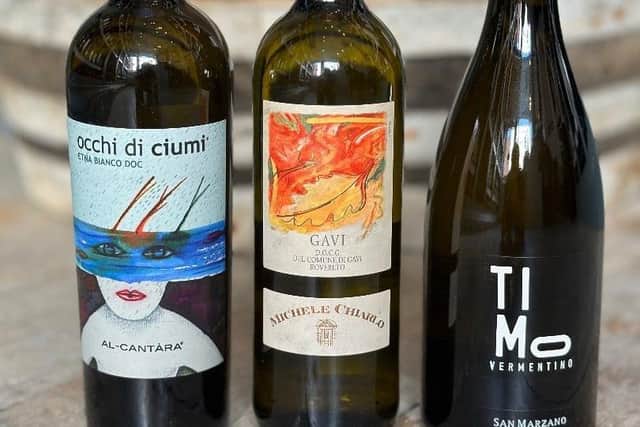From left to right - Etna Bianco, Gavi and Vermentino