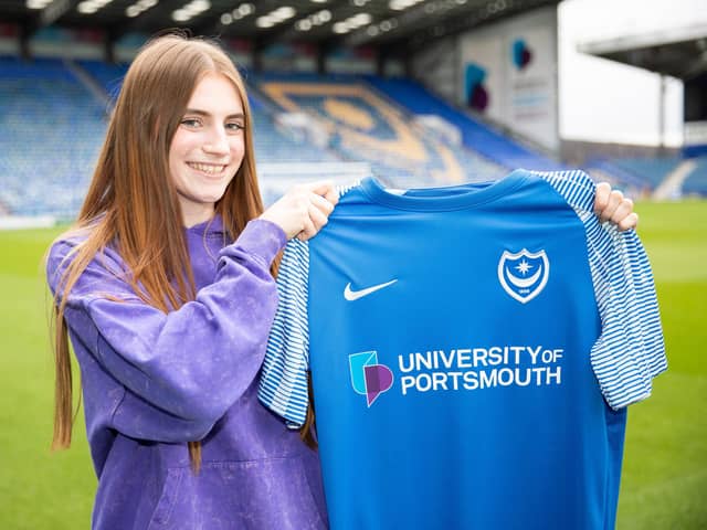 Nadine Smith grew up in the shadows of Fratton Park and has secured the Portsmouth Football Club scholarship. She will study graphic design at the University of Portsmouth. Picture: University of Portsmouth.