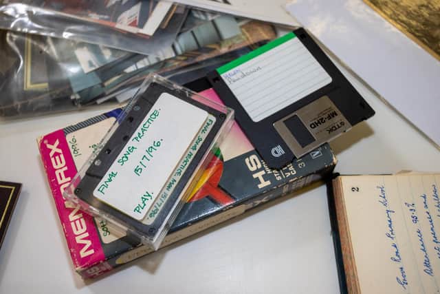 Floppy disks, cassette tapes were in the capsule Picture: Alex Shute.