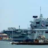 HMS Prince of Wales leaving Portsmouth Harbour. Picture: Alison Treacher