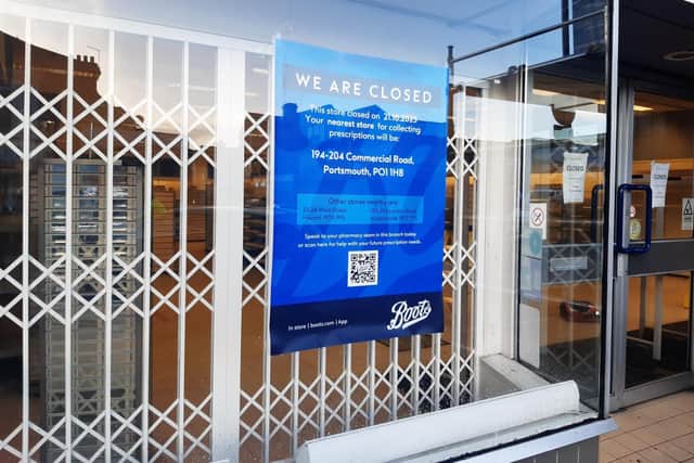 Boots Pharmacy, Cosham, which closed in October of this year.